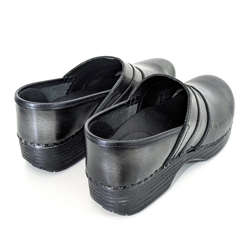 Abeo Pewter Clogs - Size 6.5 Womens - Nursing Shoes - Black & Silver Metallic - Picture 4 of 8
